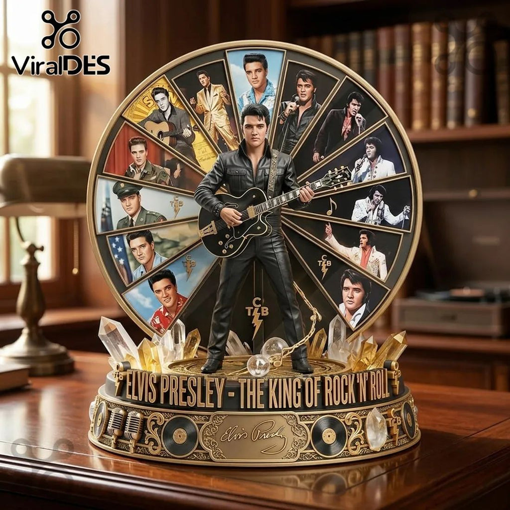 Elvis Presley The King Of Rock N Roll Sculpted Diorama Musical Rotating Figurine