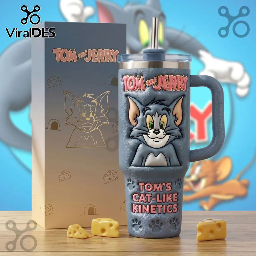Tom and Jerry Embossed Tom Character Stanley Tumbler