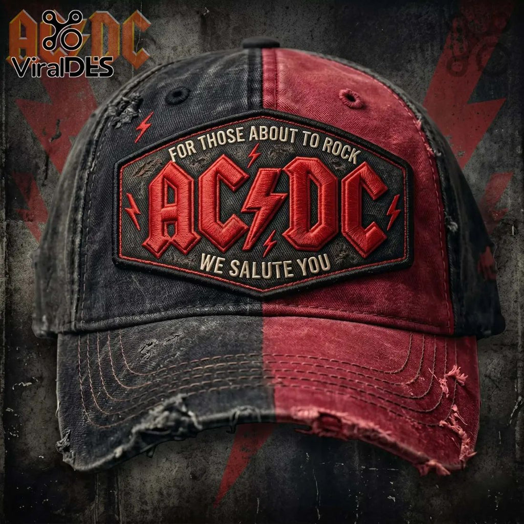 AC/DC For Those About To Rock We Salute You Distressed Baseball Cap