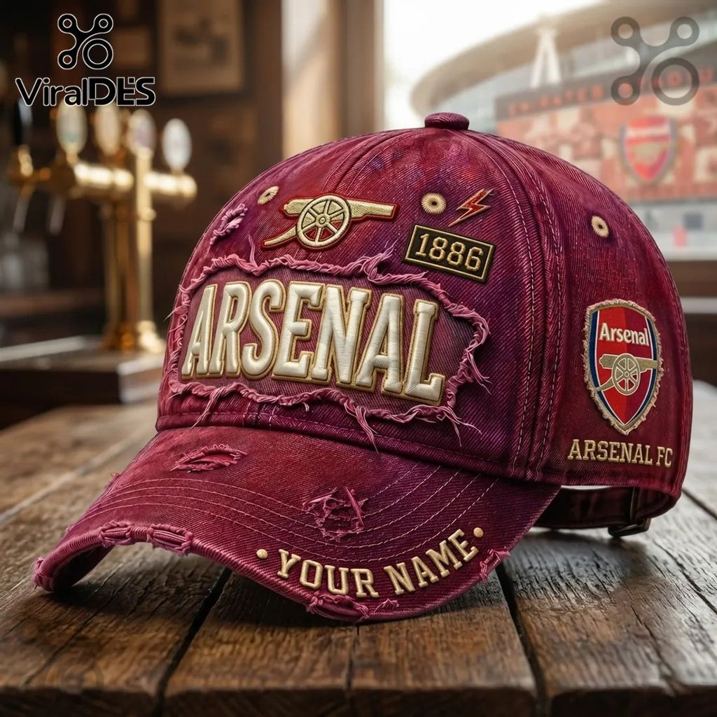 Arsenal FC 1886 Edition Vintage Distressed Baseball Cap