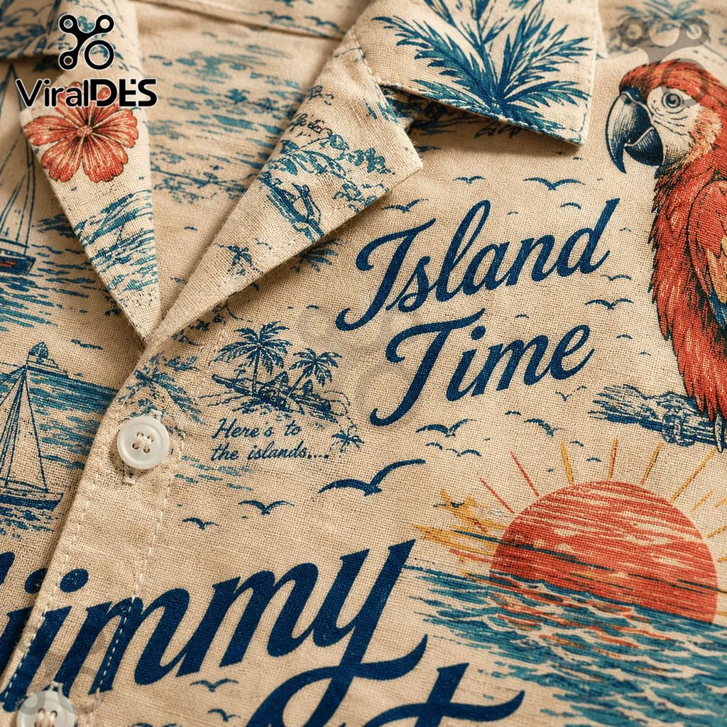 Jimmy Buffett Parrot Head Beach Theme Summer Hawaiian Shirt