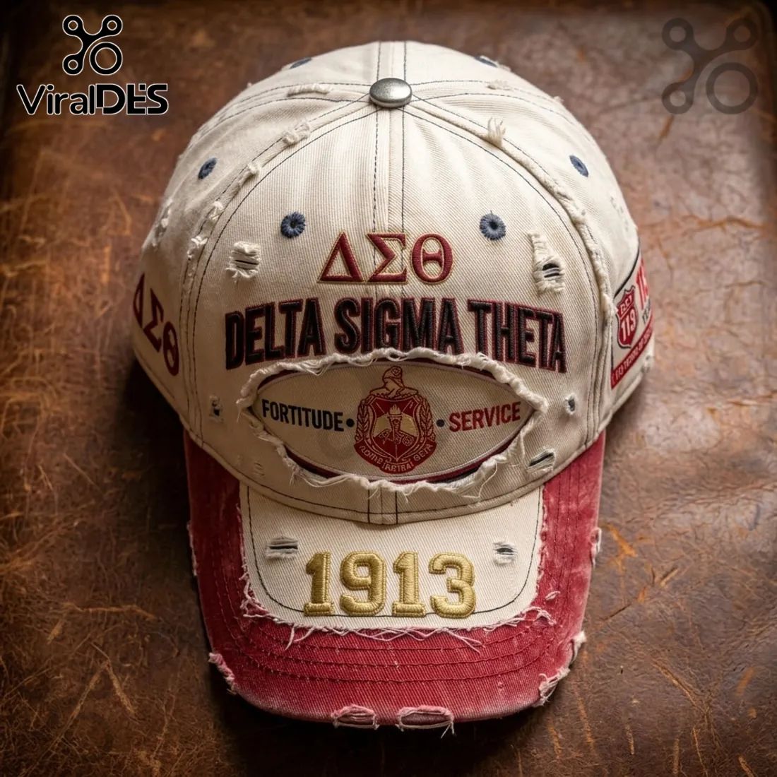 Delta Sigma Theta Sisterhood Embroidered Distressed Baseball Cap