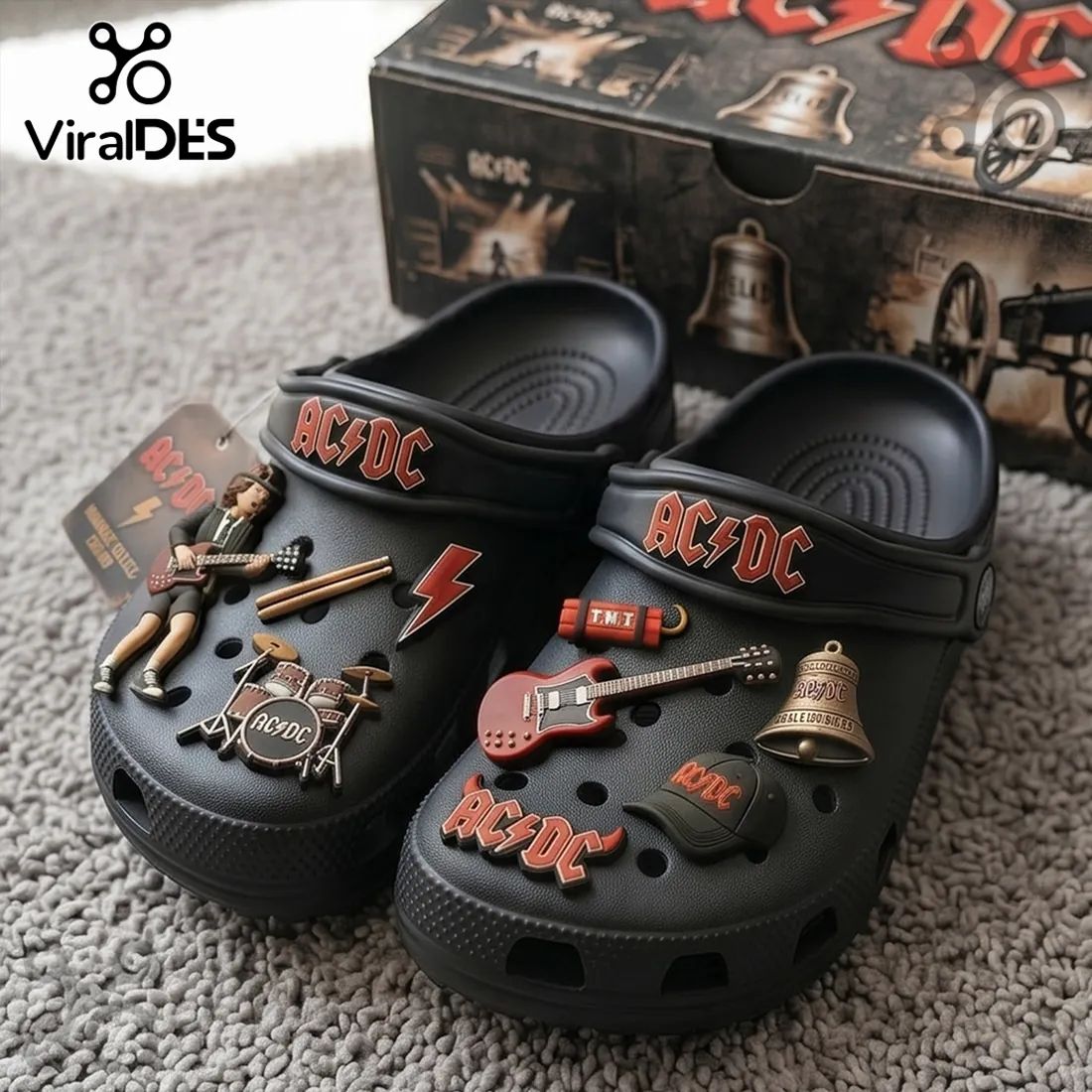ACDC Highway to Hell Edition Rock Band Crocs WIth Charms