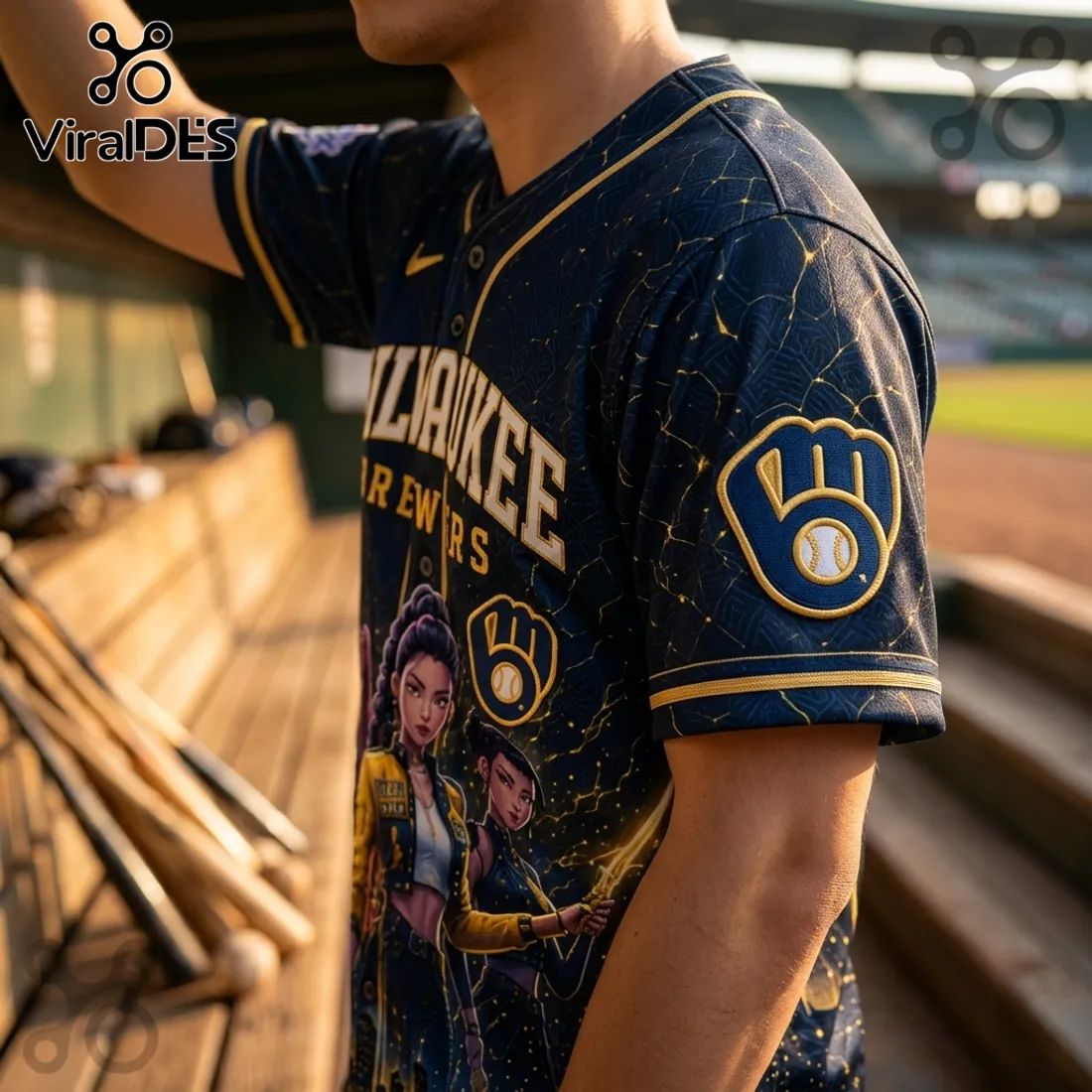 Milwaukee Brewers x KPop Demon Hunters Navy Jersey