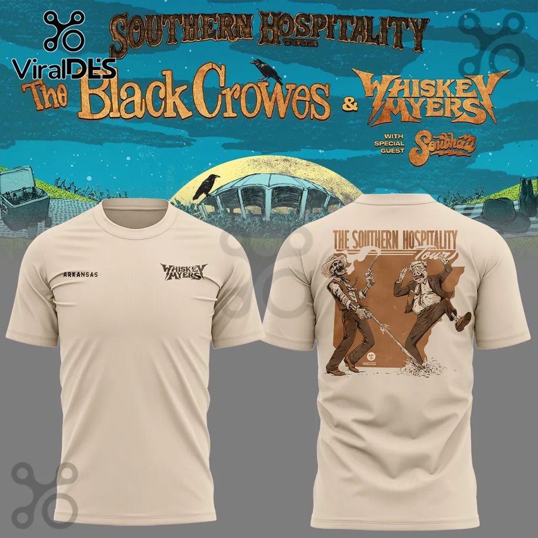 Southern Hospitality Tour The Black Crowes & Whiskey Myers Arkansas Hoodie