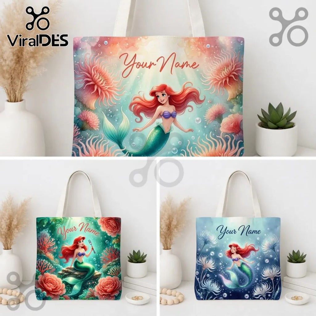 Ariel Little Mermaid Personalized Tote Bag