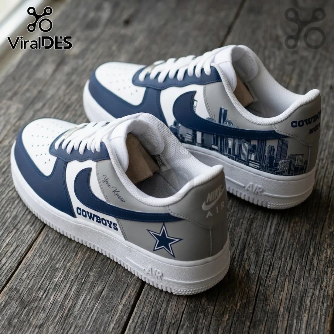 Dallas Cowboys Navy Blue Skyline Air Force 1 Sneakers
