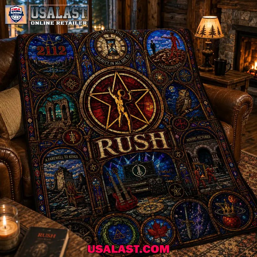 Rush Band Starman Stained Glass Quilt Blanket