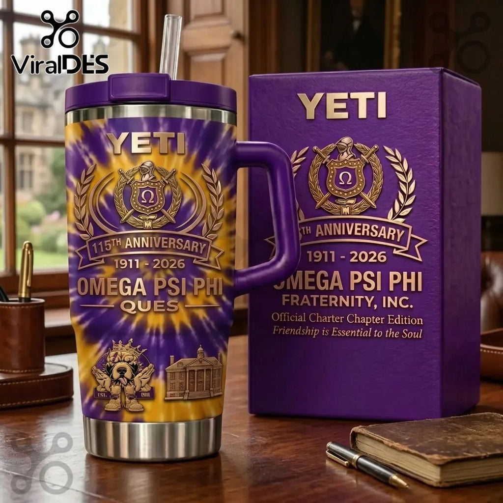 Omega Psi Phi Fraternity 115th Anniversary 1911-2026 YETI Handled Tumbler