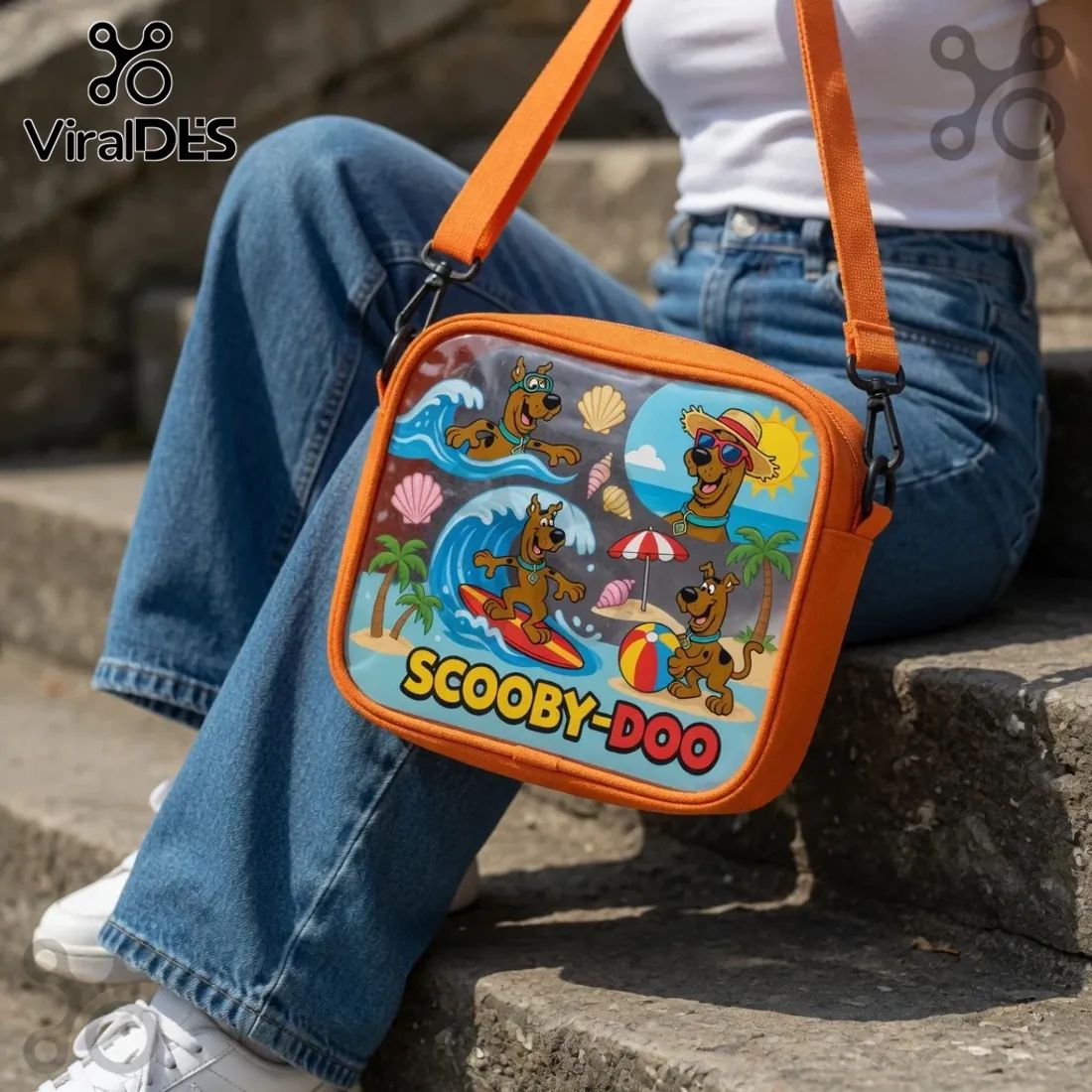 Scooby-Doo Summer Beach Fun Clear Orange Crossbody Bag