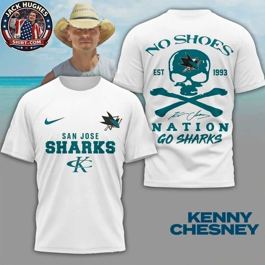 San Jose Sharks X Kenny Chesney No Shoes Nation 2026 Logo Two Sided Graphic T-Shirt