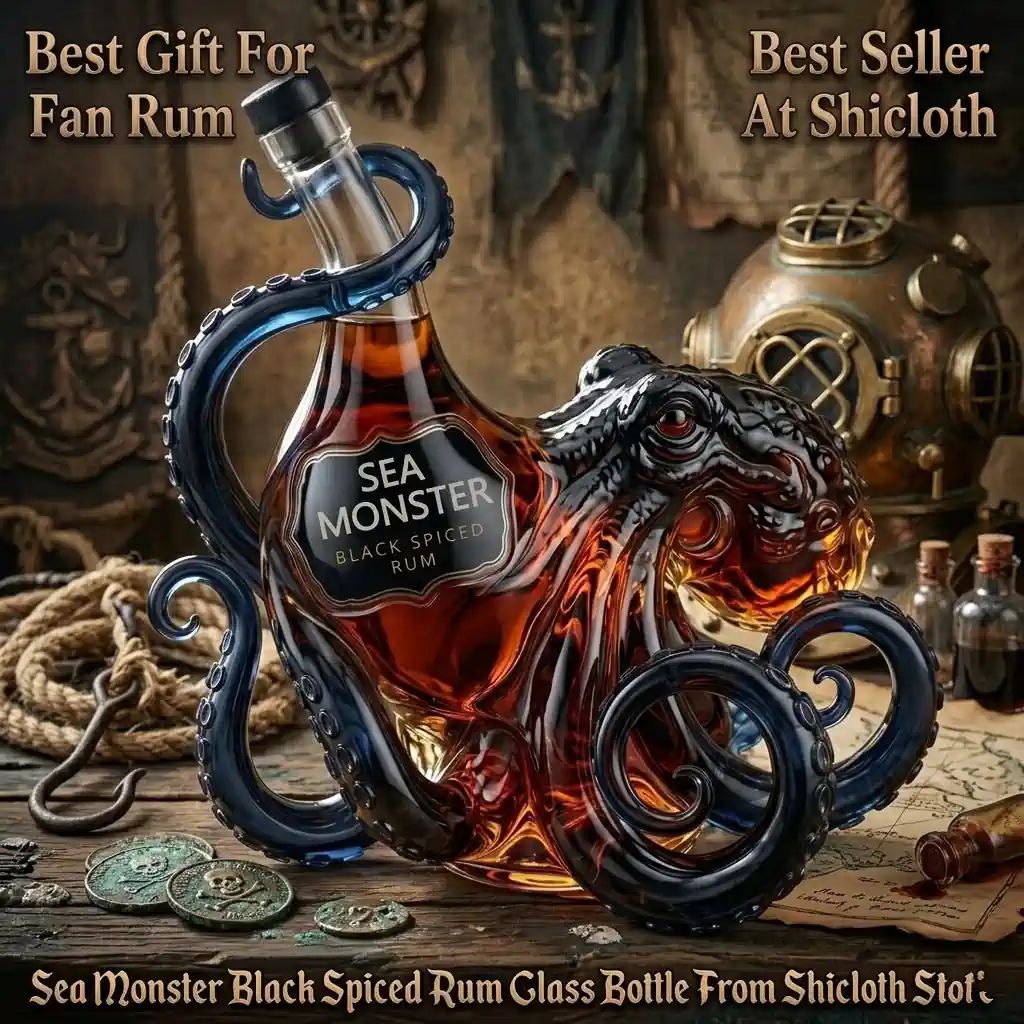 Sea Monster Black Spiced Rum Glass Bottle