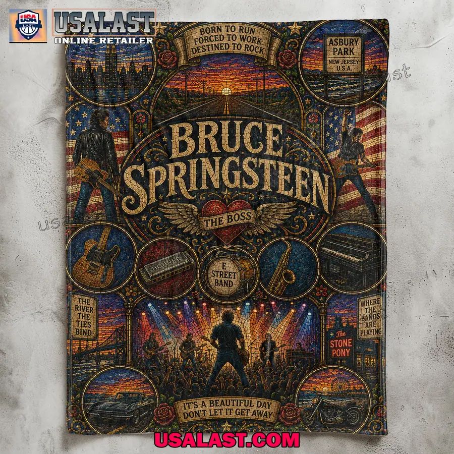 Bruce Springsteen Born To Run Stained Glass Quilt Blanket