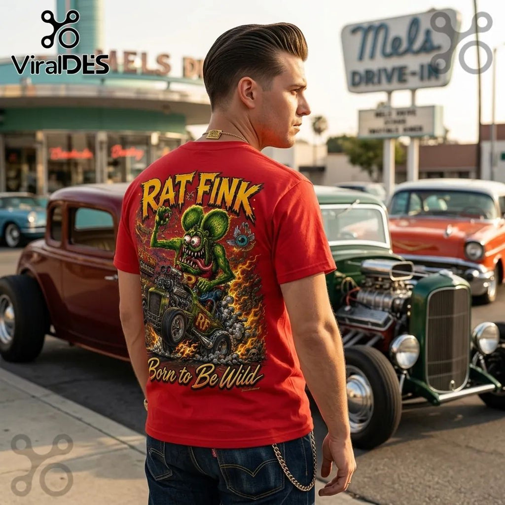 Rat Fink Born To Be Wild Red T-Shirt