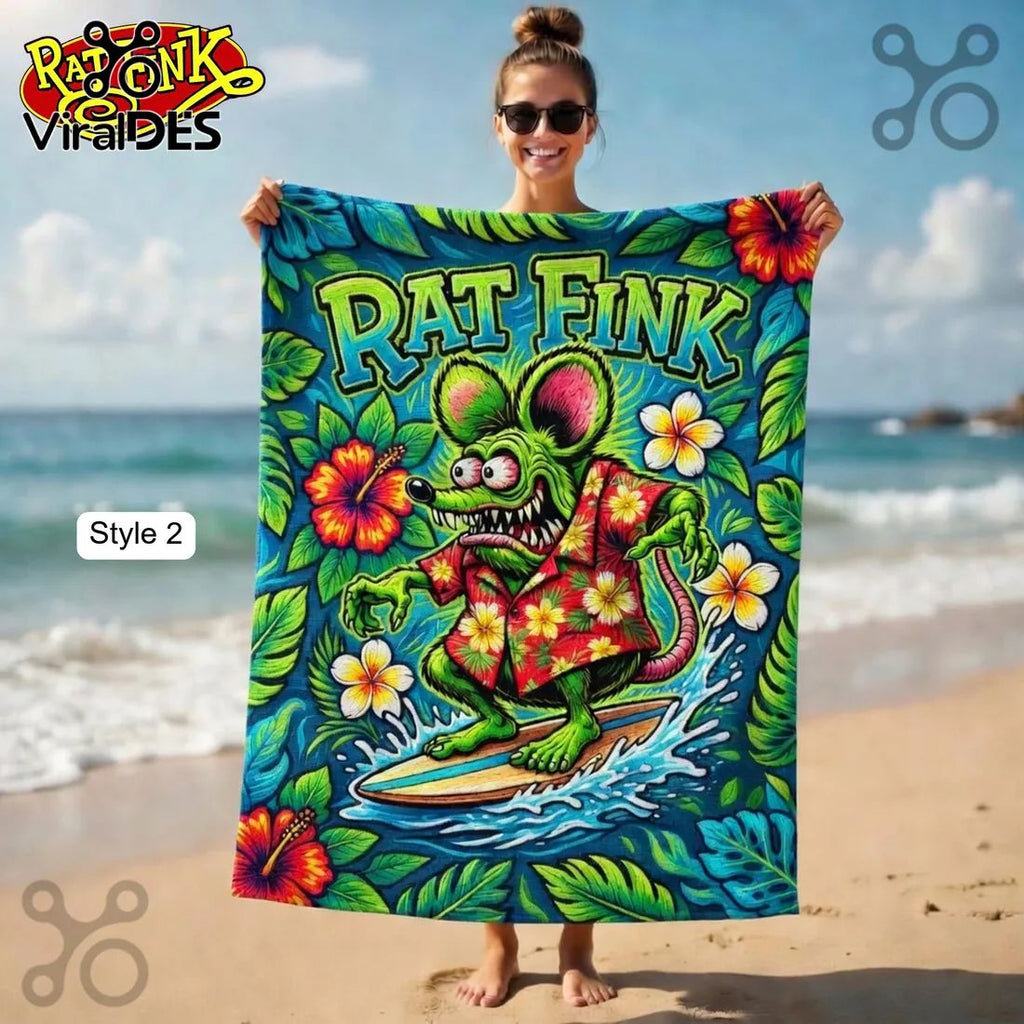 Rat Fink Hot Rod Tropical Summer Car Art Design Beach Towel
