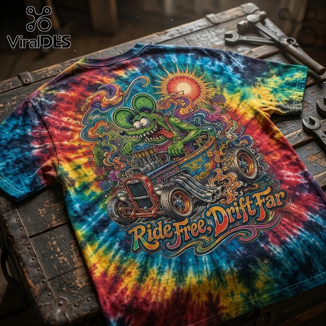 Grateful Dead Tie Dye Rat Hot Rod T-Shirt