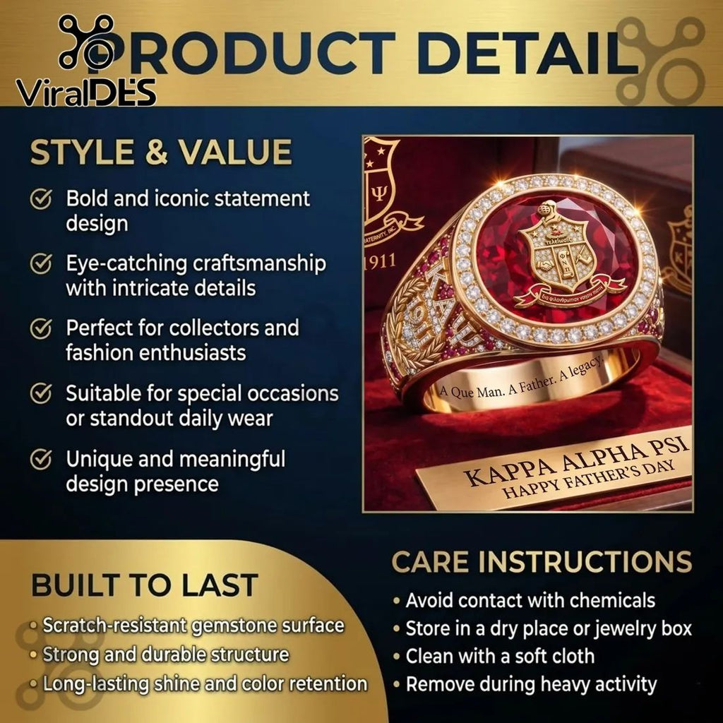 Kappa Alpha Psi Father’s Day Luxury Gold Diamond Ruby Ring