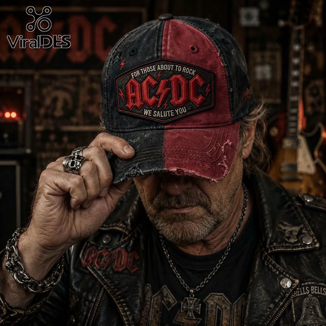 AC/DC For Those About To Rock We Salute You Distressed Baseball Cap