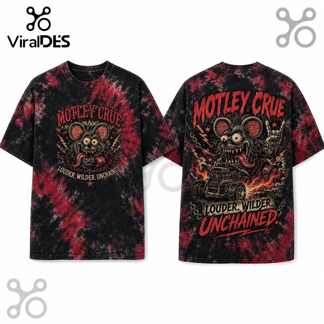 Motley Crue Louder Wilder Unchained Tie Dye T-Shirt