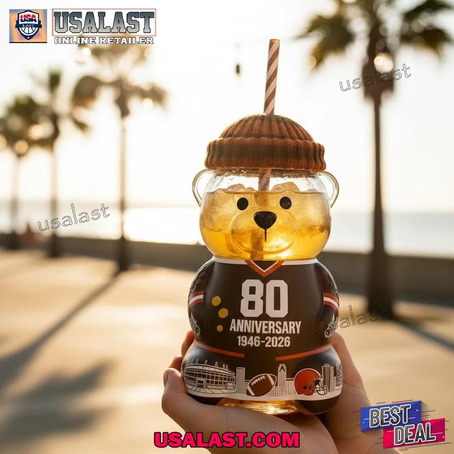 Cleveland Browns 80th Anniversary Bear Glass Cup