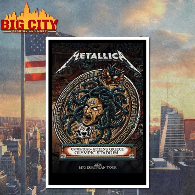 Metallica M72 Athens Fan Card Pop Up Shop At Olympic Stadium Greece On May 9 2026 M72 European Tour Medusa Art Poster Shirt