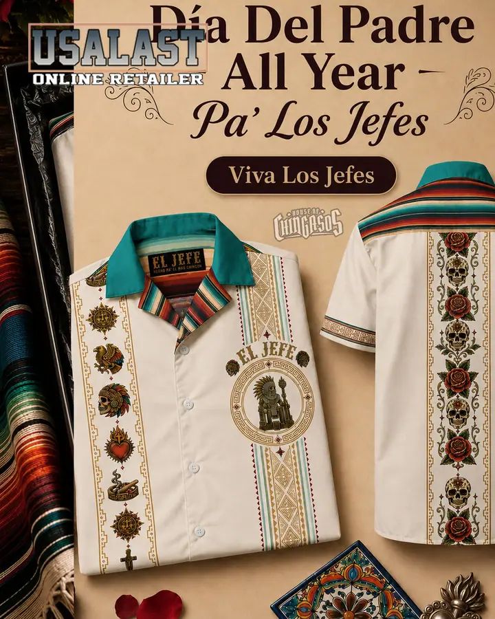 El Jefe Azteca Hueso Guayabera Short Sleeve Hawaiian Shirt