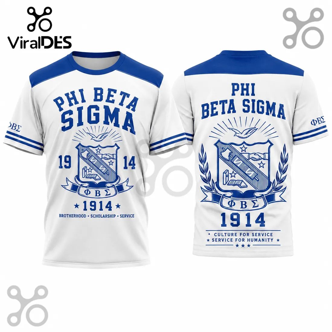 Phi Beta Sigma Fraternity 1914 Blue and White T-Shirt