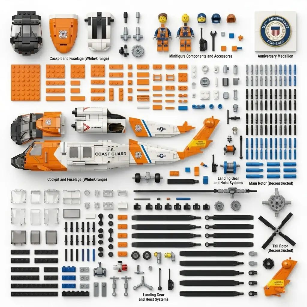 U.S. Coast Guard 235th Anniversary HH-60J Jayhawk Building Brick Set