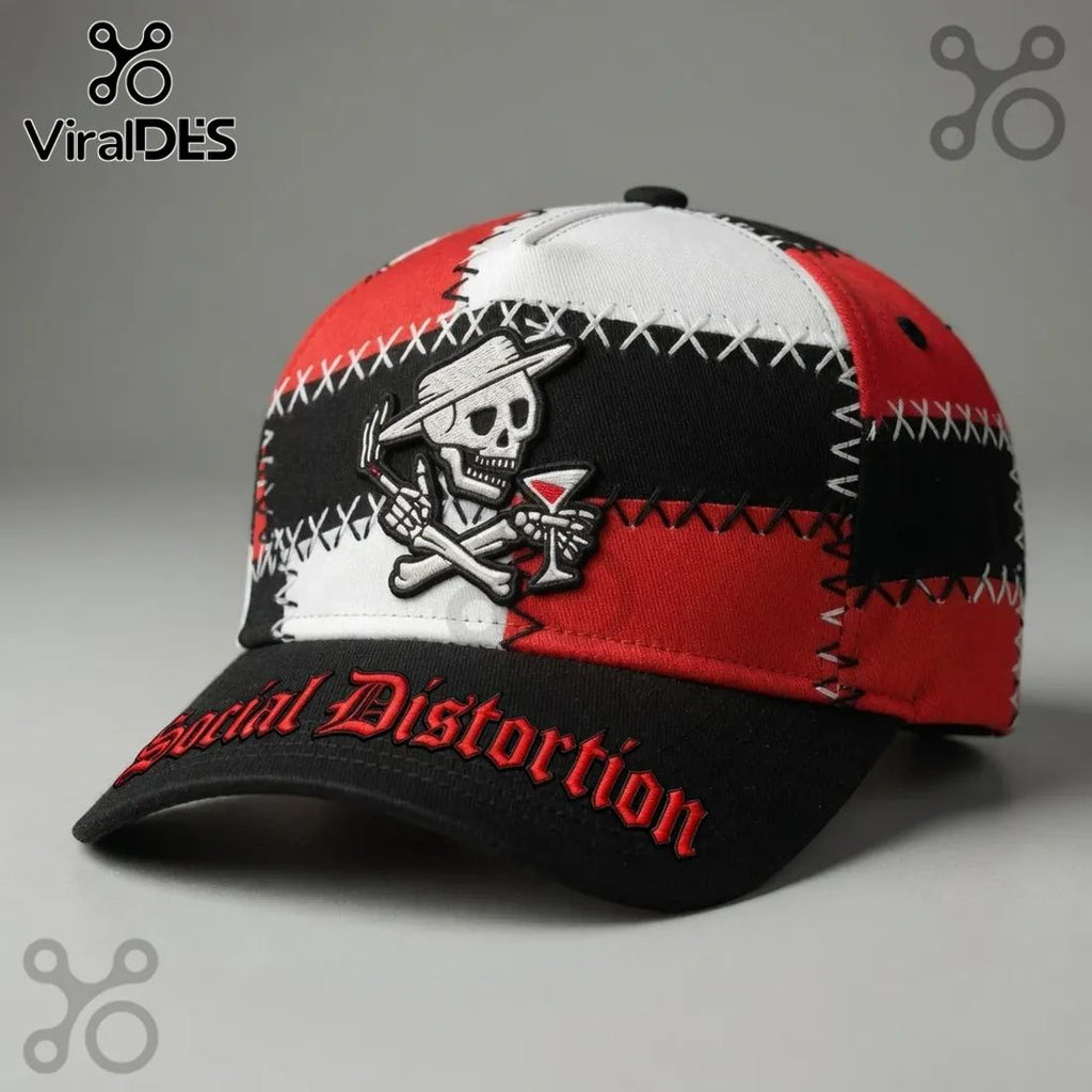 Social Distortion Skeleton Patchwork Premium Embroidered Baseball Cap