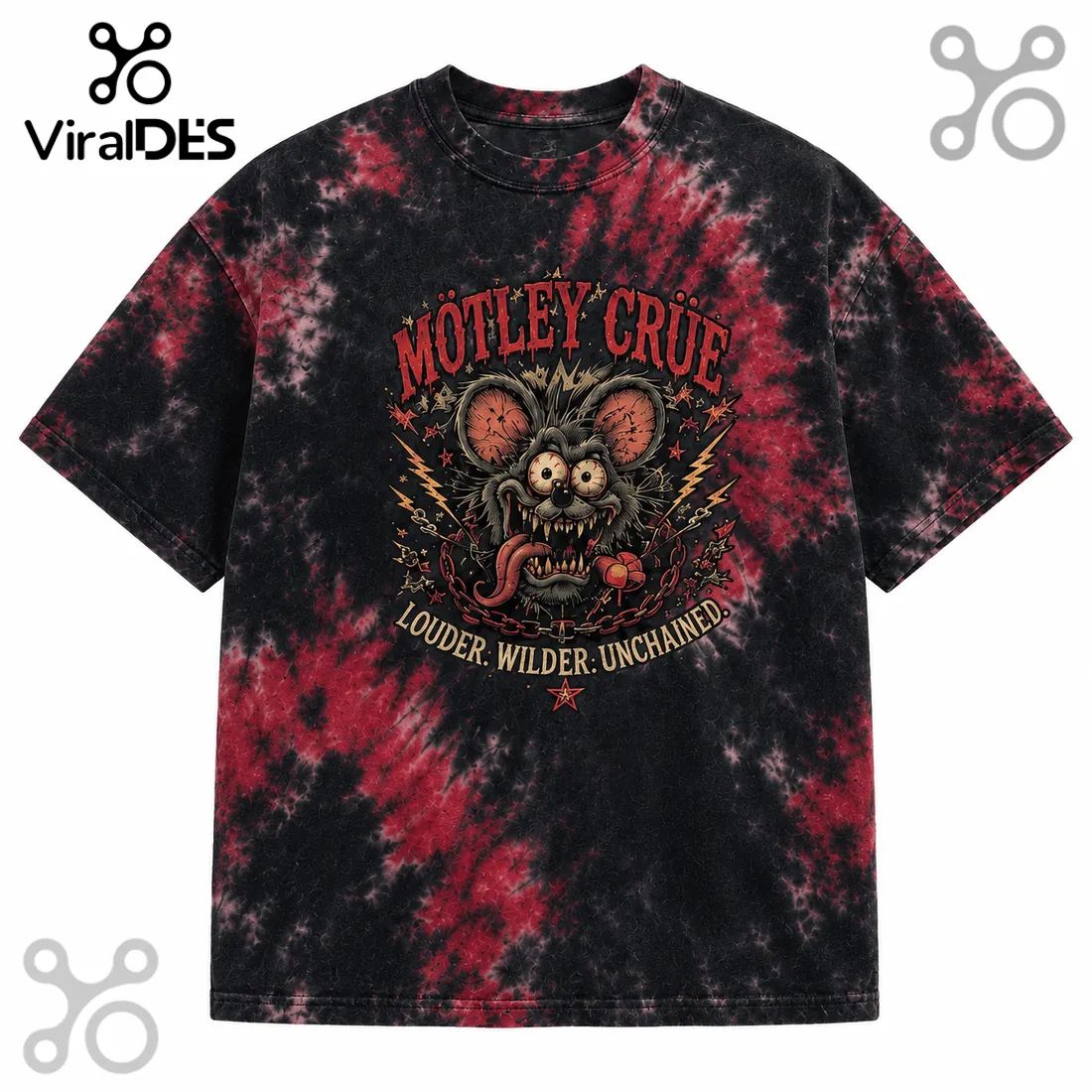 Motley Crue Louder Wilder Unchained Tie Dye T-Shirt