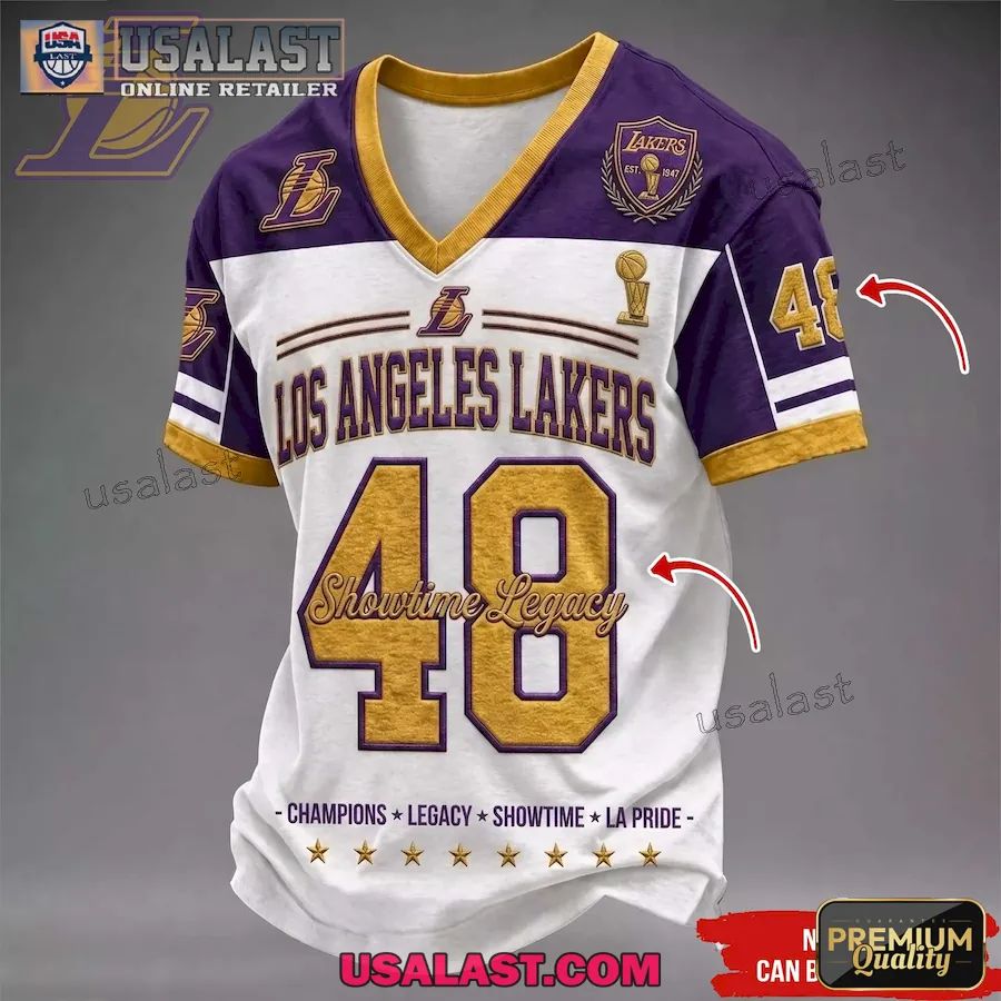 Los Angeles Lakers Showtime Legacy Printed V-Neck Shirt