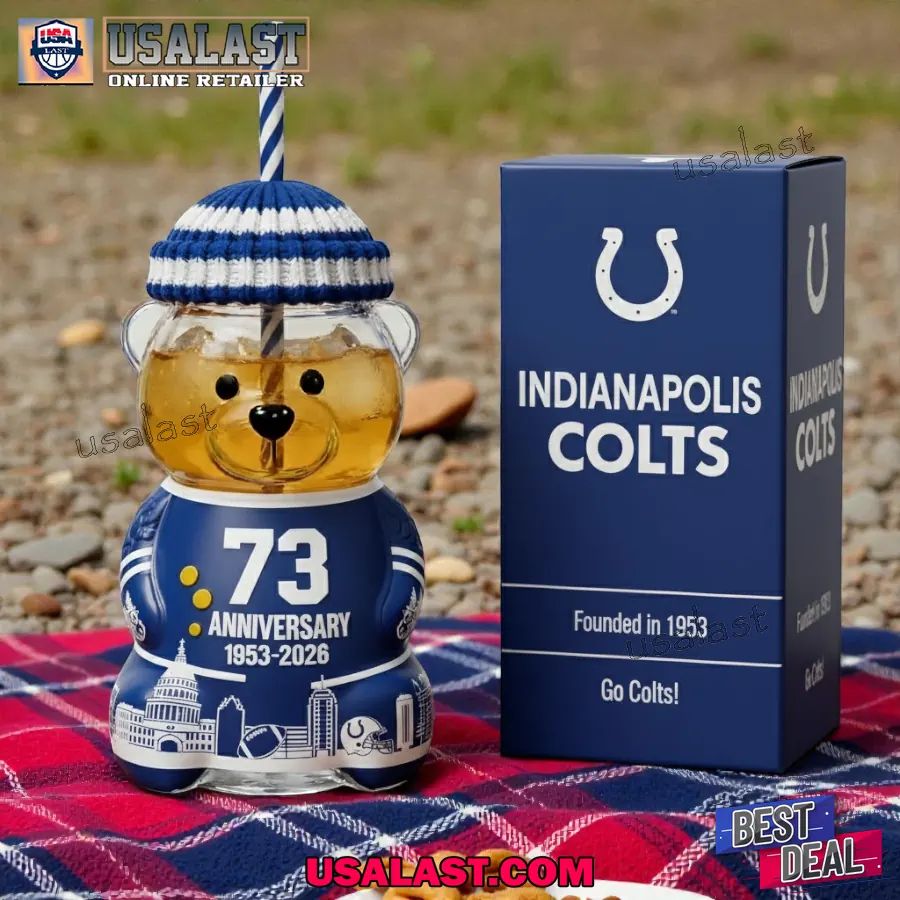 Indianapolis Colts 73rd Anniversary Bear Glass Cup