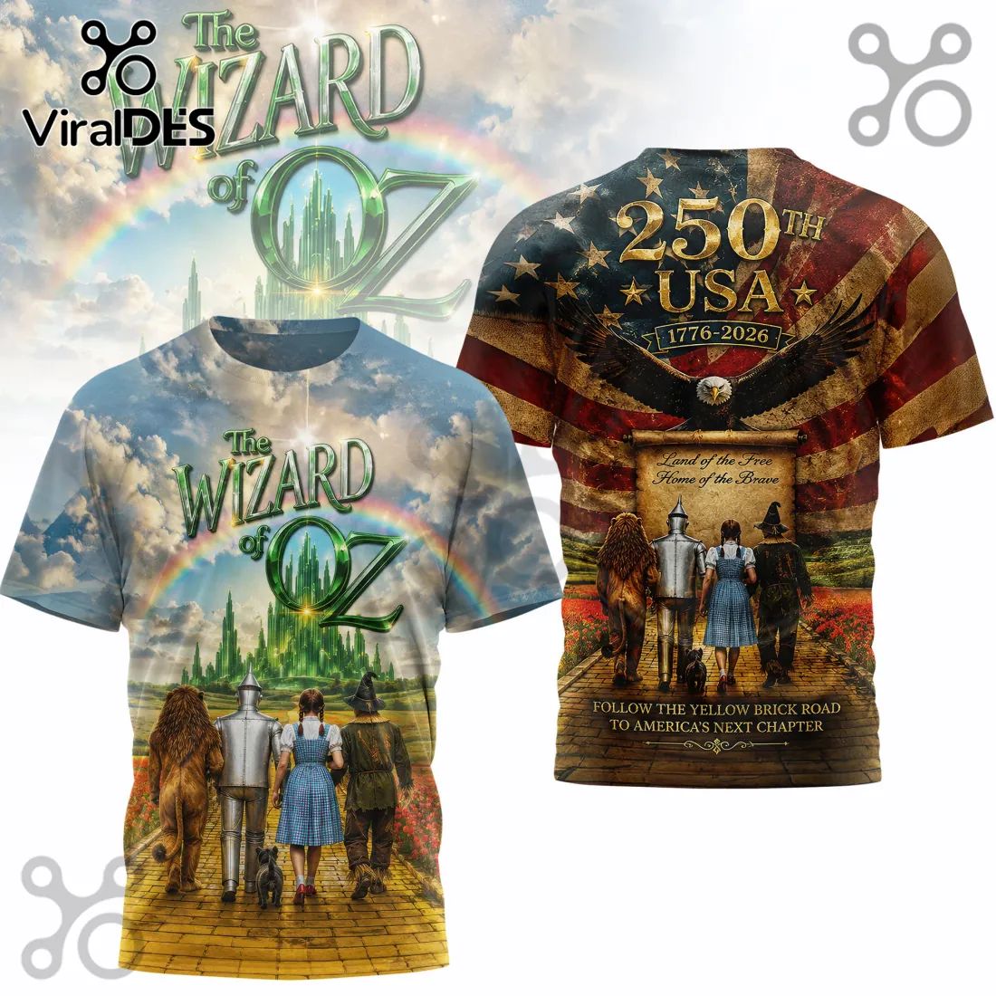 The Wizard of Oz x USA 250th Anniversary Patriotic Gift for Men 3D T-Shirt