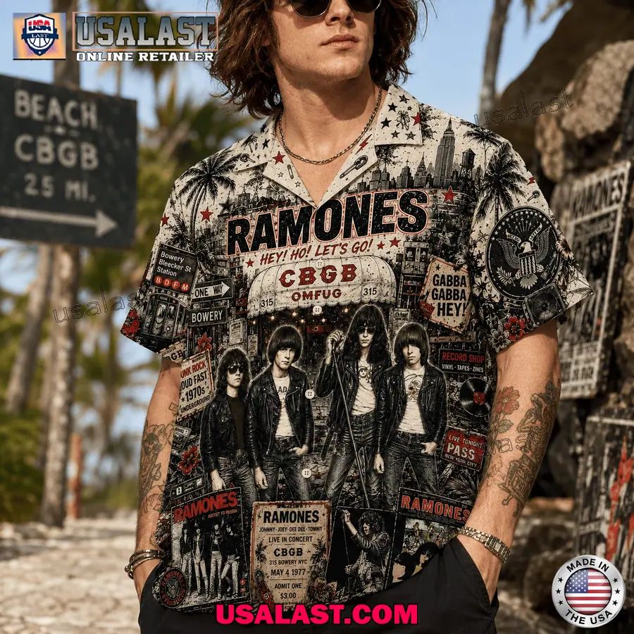 Ramones Hey Ho Let’s Go Vintage Hawaiian Shirt