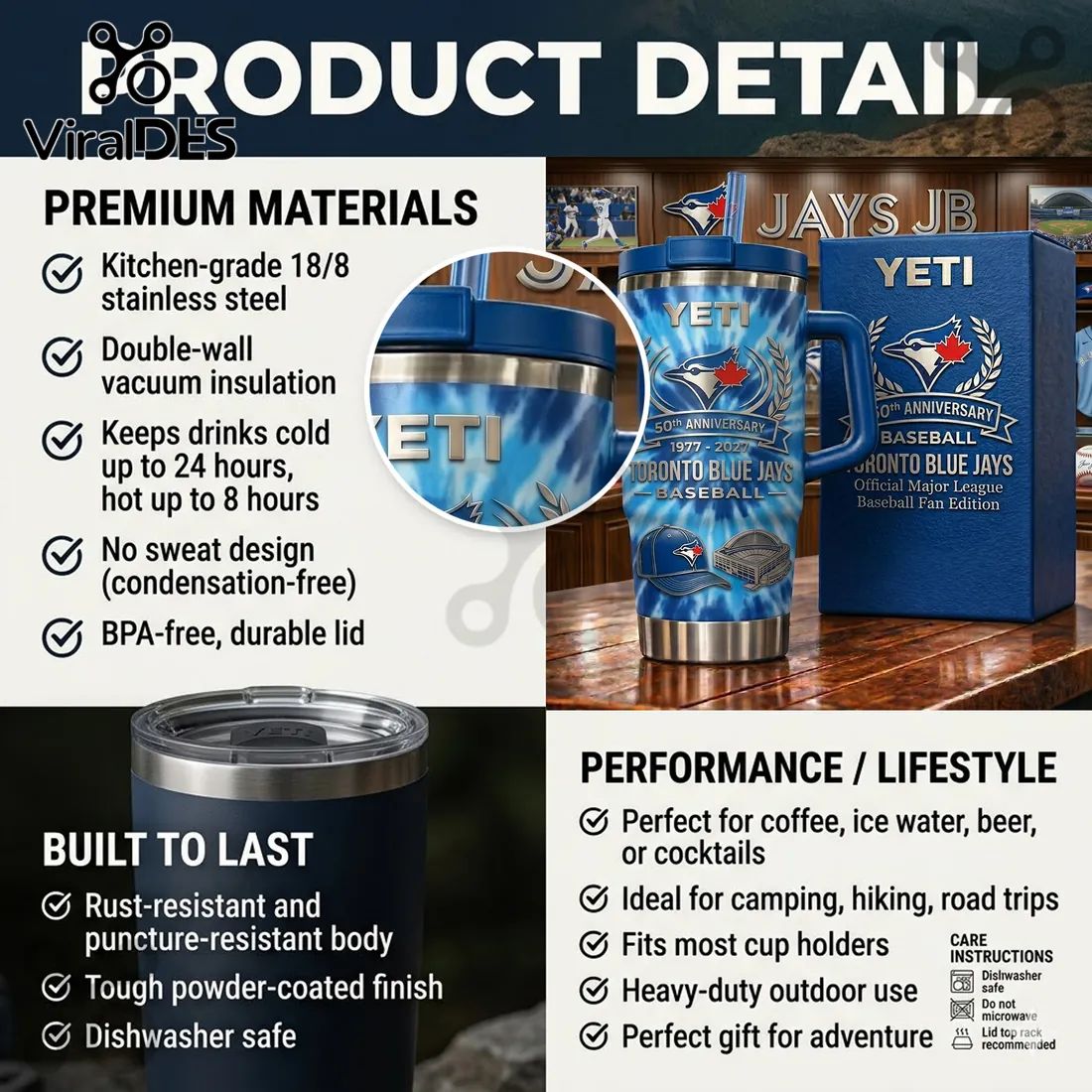 Toronto Blue Jays YETI 50th Anniversary 40oz Tumbler