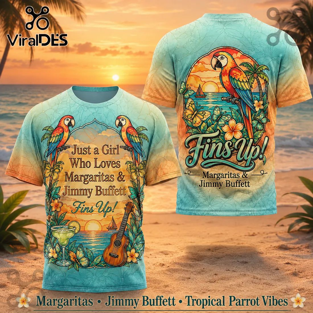 Just A Girl Who Loves Margaritas Jimmy Buffett Fins Up Shirt