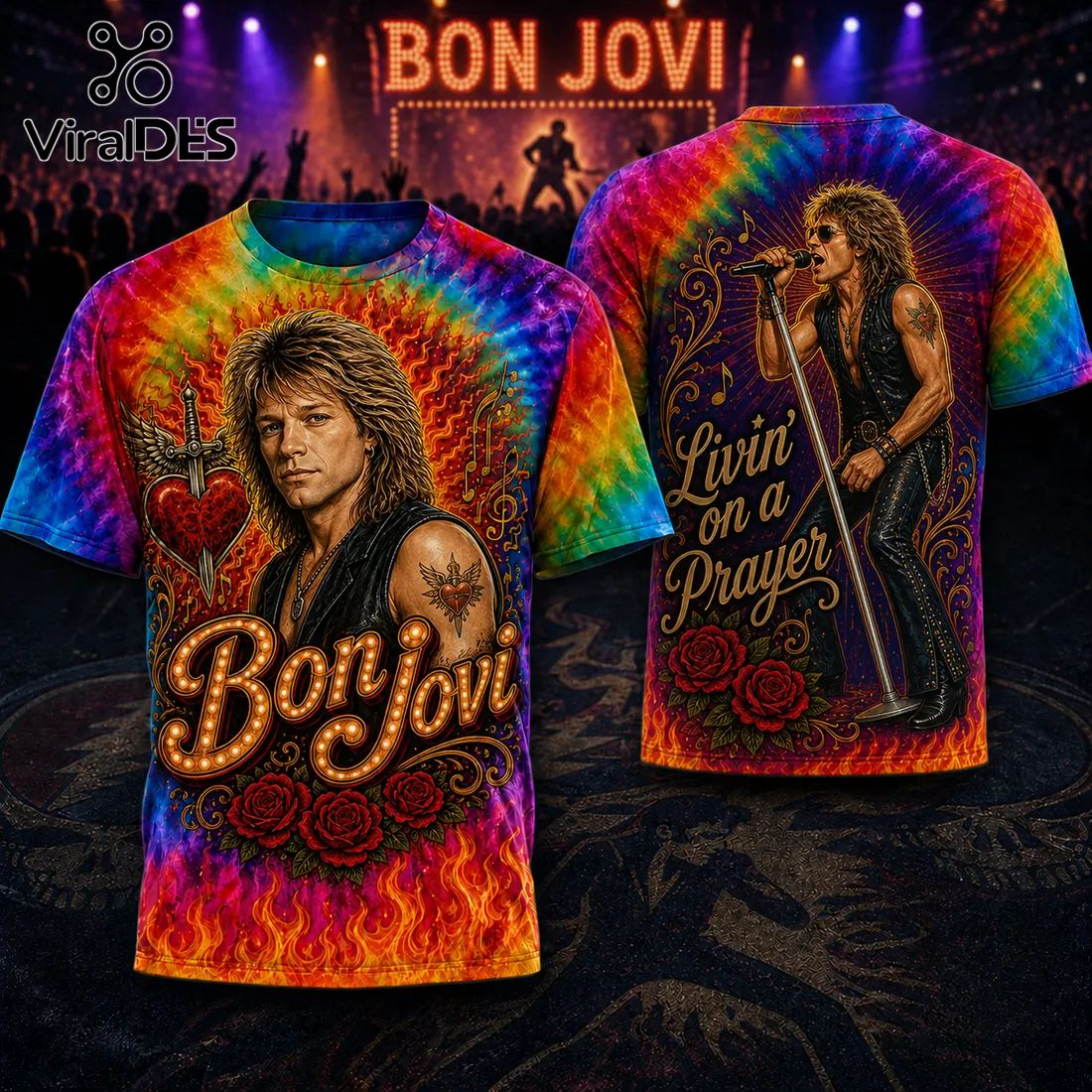 Bon Jovi Livin on a Prayer Tie Dye T-Shirt