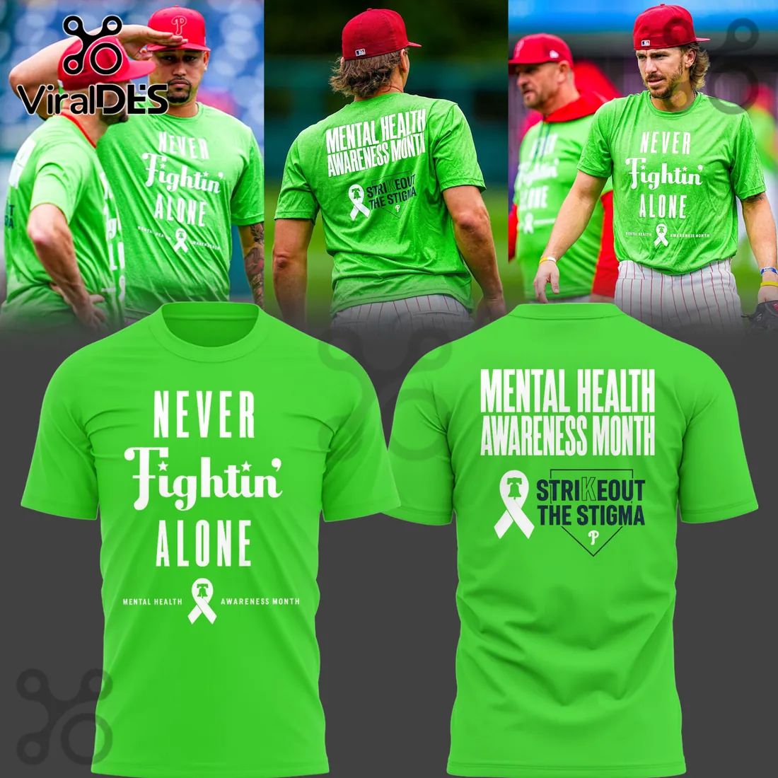 Philadelphia Phillies Mental Health ‘Strikeout Stigma’ Green Hoodie