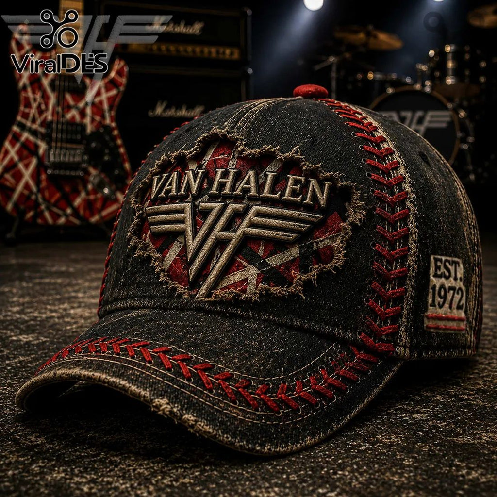 Van Halen Vintage Distressed Embroidered Baseball Cap 2026