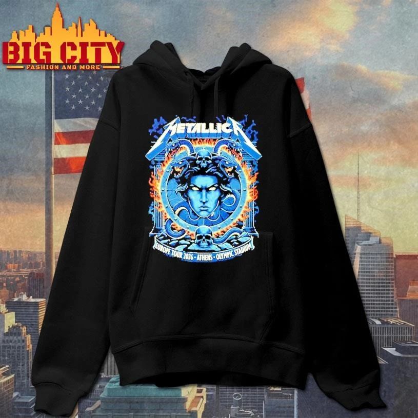 Metallica M72 Athens Europe Tour 2026 Medusa Shield Art On May 9 2026 At Olympic Stadium Athens Greece Shirt