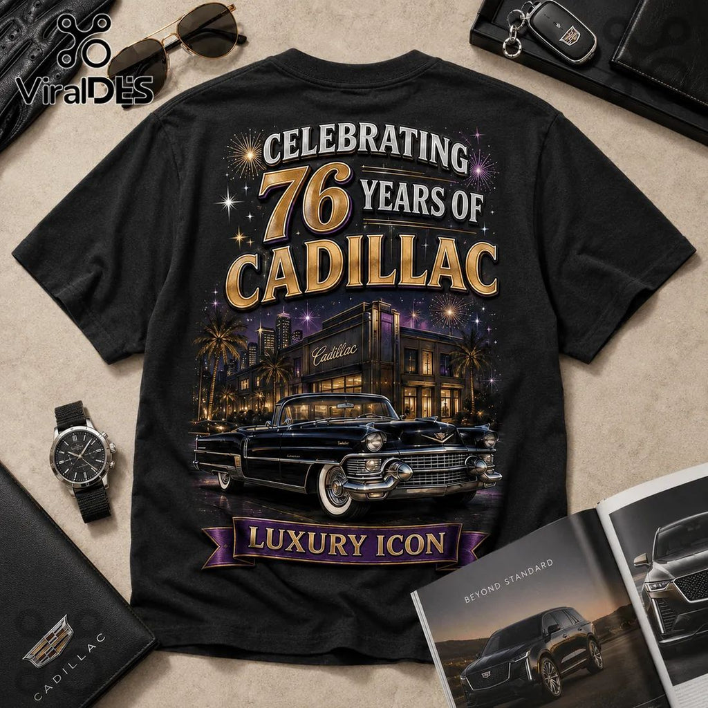 Cadillac 76 Years Anniversary Edition Black T-Shirt