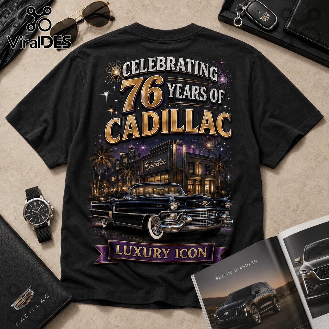 Cadillac 76 Years Anniversary Edition Black T-Shirt