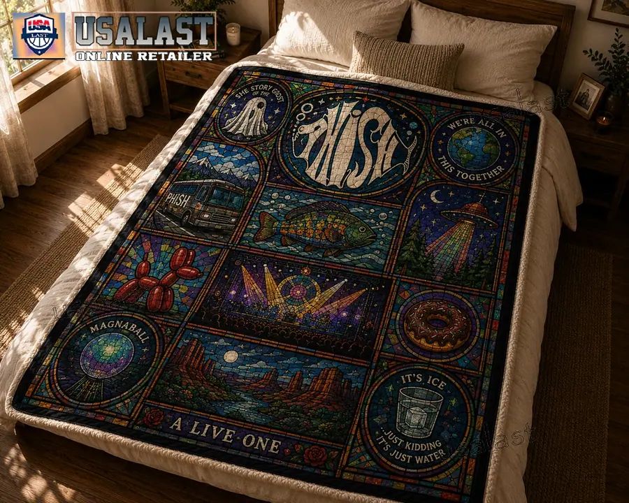 Phish Band A Live One Stained Glass Quilt Blanket