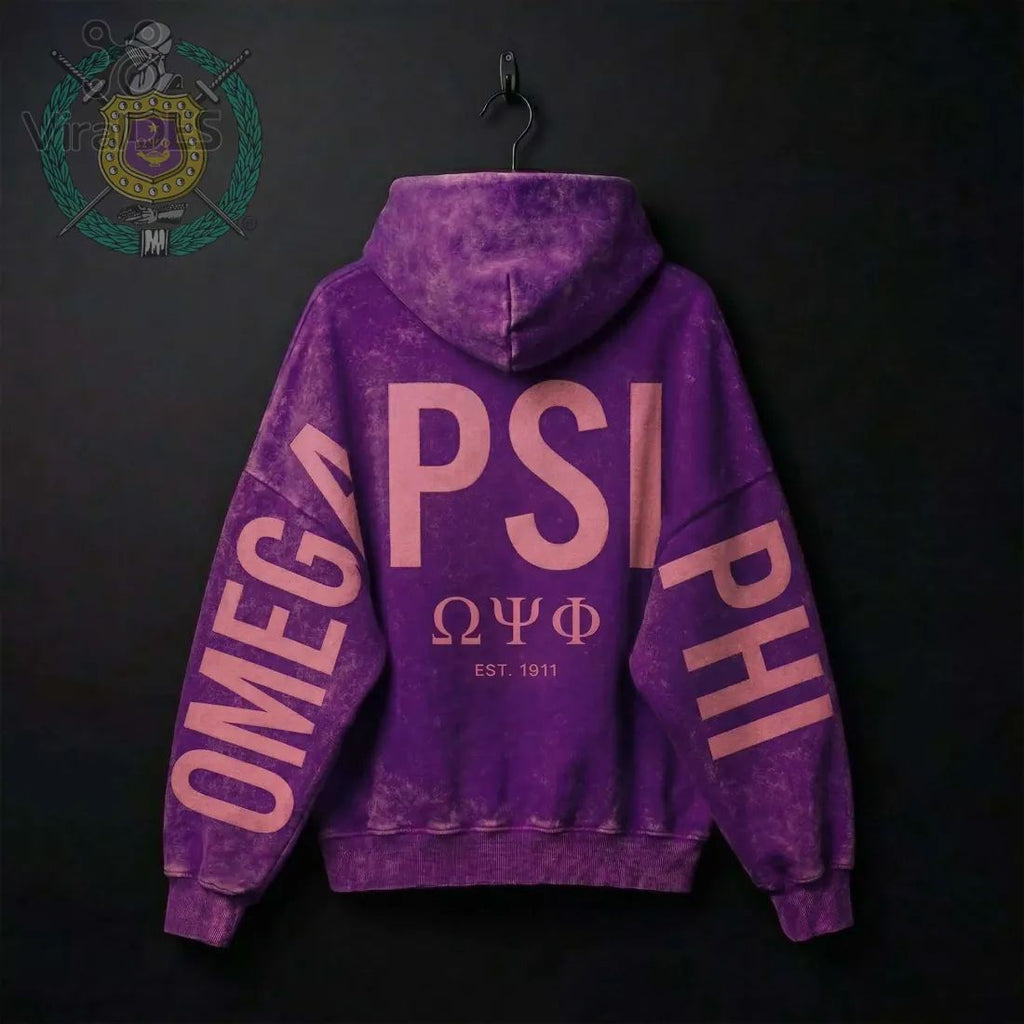 Omega Psi Phi Distressed Vintage Greek Letter Est. 1911 Hoodie