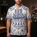 Ghostbusters Toile De Jouy Blue Button Down Shirt