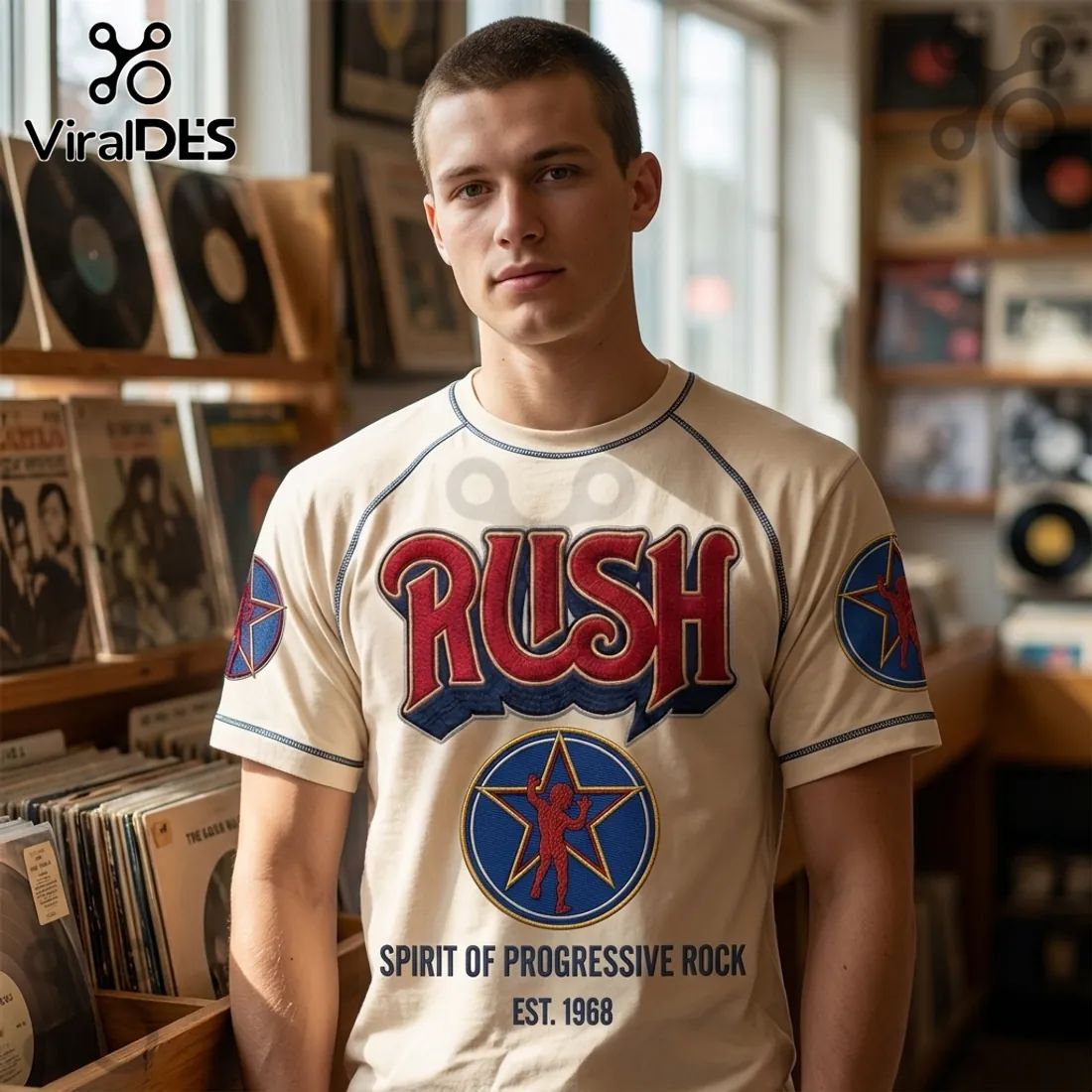Rush Spirit of Progressive Rock Est 1968 Beige T-Shirt