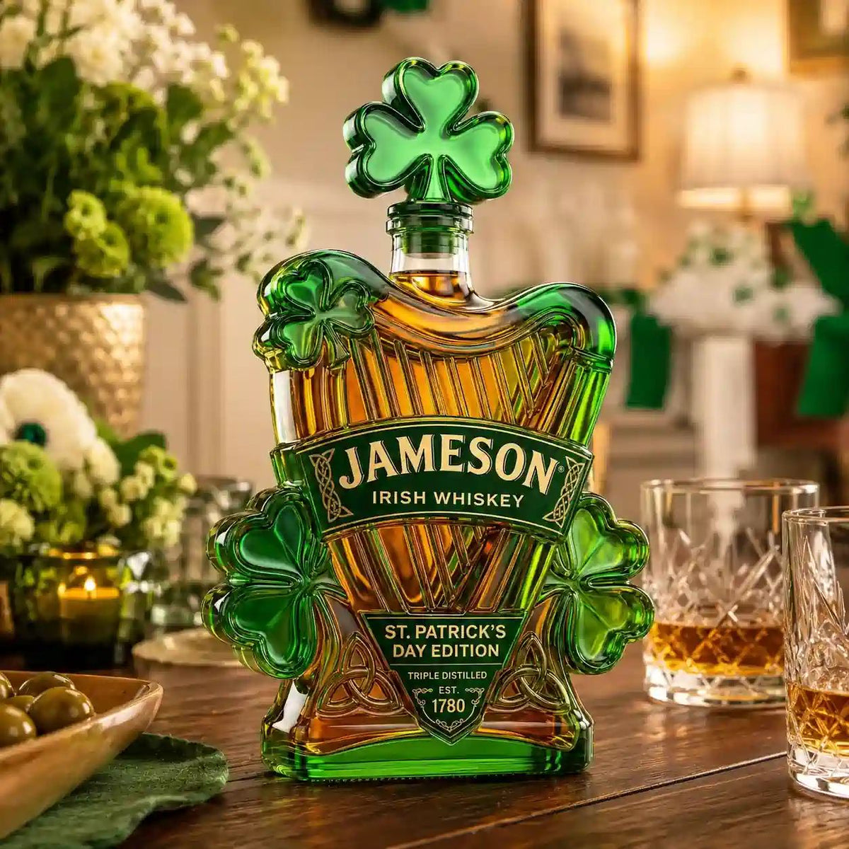 Jameson St. Patrick’s Day Limited Edition Celtic Harp Irish Whiskey Collectible Bottle