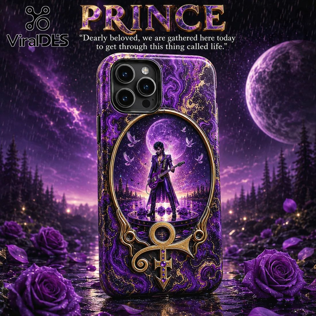 Prince Purple Rain Marble Effect Phone Case