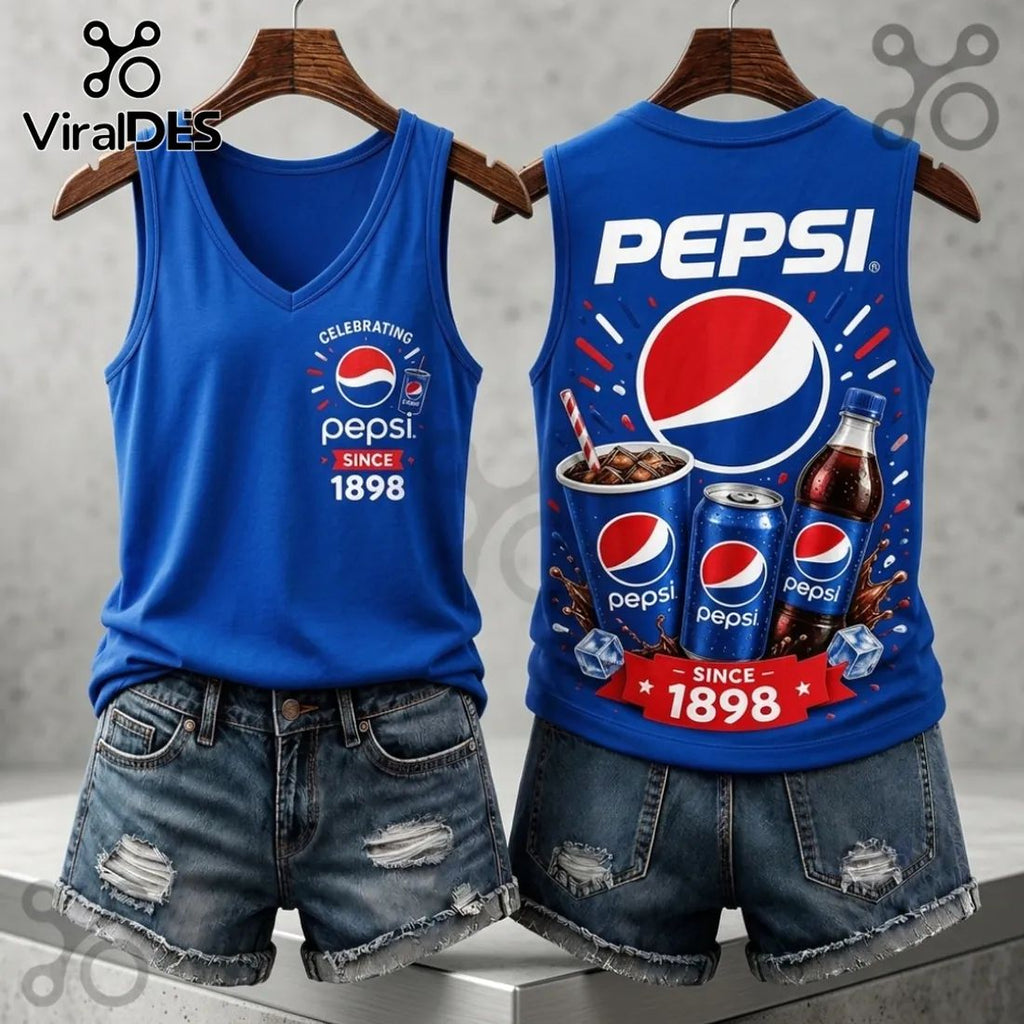 Pepsi 1898 Vintage Logo V-Neck Tank Top