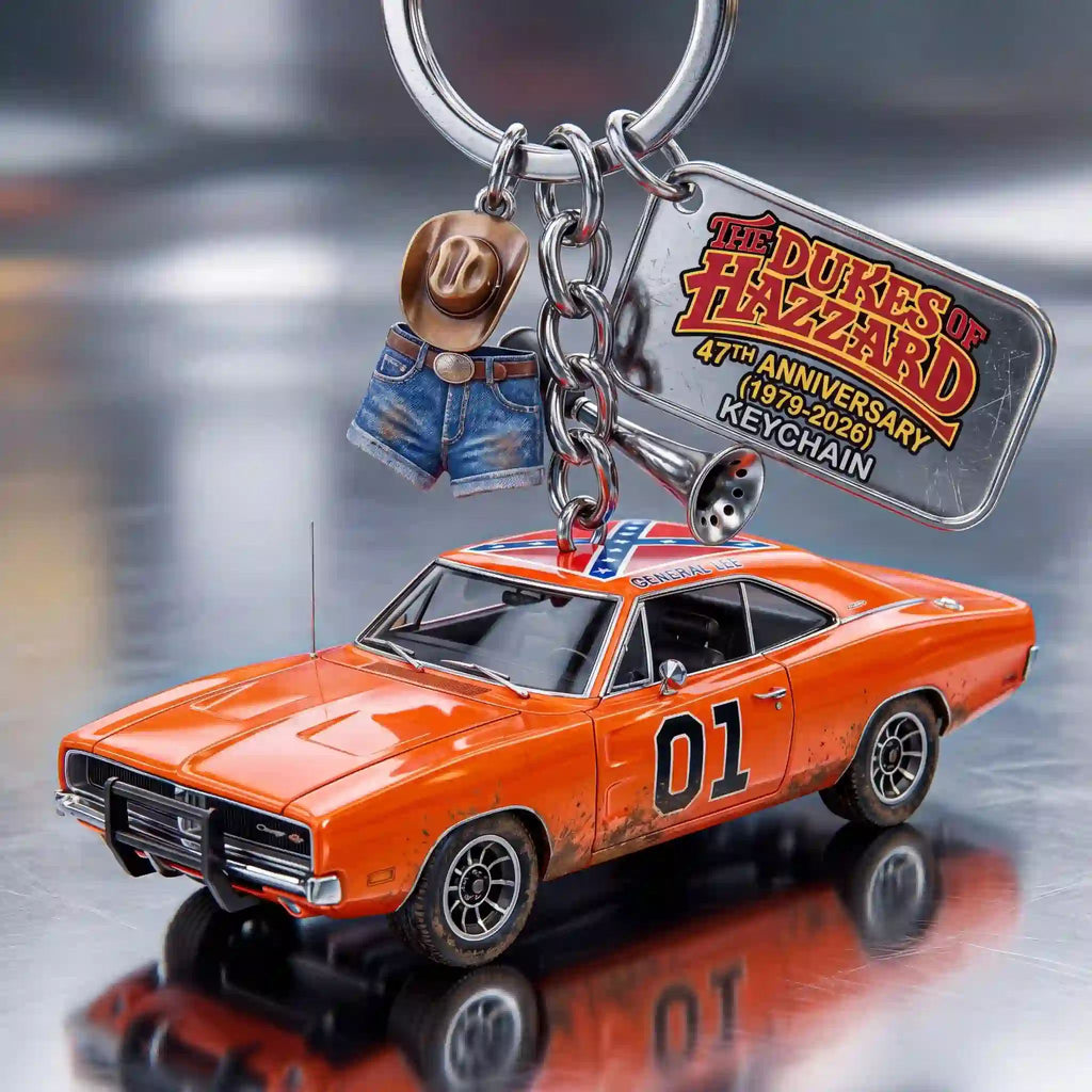 The Dukes of Hazzard 47th Anniversary General Lee 1970 Keychain